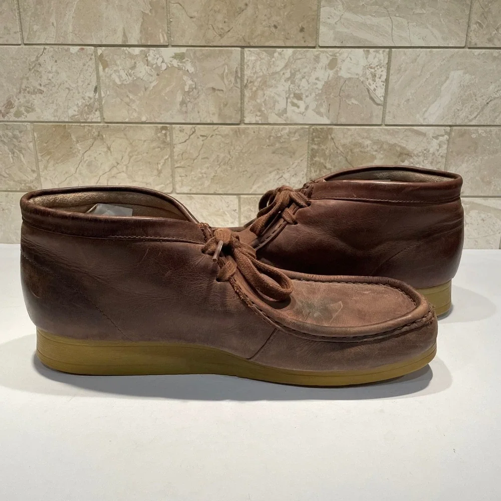 Clarks Stinson Hi Mens Brown Oily Leather Moc Toe Chukka Boots 11